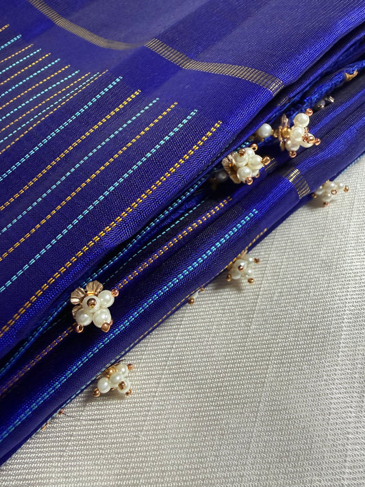 Handmade silk thread tassels for an Idam Living saree