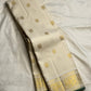 Ivory handwoven Pure Silk Kanjeevaram saree, full drape, gold zari motifs