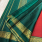 Sindoor Red and Peacock Green Handwoven Lightweight Pure Silk Kanjivaram Saree: view 2