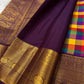 Festival Jewel Checks Handwoven Pure Silk Kanchipuram Kanchi Kattam Saree with Peacock Border – view 5