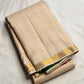 Champagne Ivory Pure Silk Kancheepuram Butta Saree with Bomkai-Inspired Grid Pallu – view 3