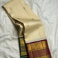Ivory and chocolate brown Kanjeevaram silk saree with contrasting borders – Idam Living