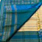 Ivory Cream and Turquoise Blue Kanchipuram Silk Saree – Turquoise Zari Border Detail