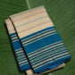 Ivory Cream and Turquoise Blue Handwoven Pure Silk Kanchipuram Saree with Veldhari Korvai Border