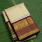 Ivory Kanchipuram pure silk saree with traditional Ganga Jamuna border – Idam Living