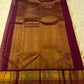 Ivory pure silk Kancheevaram saree with chocolate brown Ganga Jamuna border – Idam Living