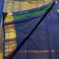 Peacock Blue Handwoven Pure Silk Kanchi Pattu Saree with Vairaoosi Gold Zari Peacock Motifs