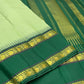 Pure Kanchipuram Silk Saree Sage Green and Dark Green with Traditional Gold Zari Border pallu detail