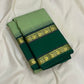 Pure Kanchipuram Silk Saree Sage Green and Dark Green with Traditional Gold Zari Border folded view