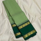 Pure Kanchipuram Silk Saree Sage Green and Dark Green with Traditional Gold Zari Border body texture detail