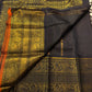 Kohl Black and Deep Red Kanchipuram Silk Saree – Peacock Pallu Detail