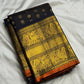 Kohl Black and Deep Red Kanchipuram Silk Saree – Kamalam Butta Silk Body