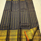 Kohl Black and Deep Red Kanchipuram Silk Saree – Rich Yazhi Border Closeup