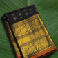 Kohl Black and Deep Red Handwoven Pure Silk Kanchipuram Saree with Meenakari Kamalam Butta Yazhi Border