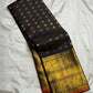 Kohl Black and Deep Red Kanchipuram Silk Saree – Traditional Zari Work Detail