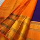 Pure Kanchipuram Silk Saree Purple with Kesar Border and Leaf Butta