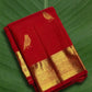 Vermillion red Kanchipuram pure silk saree with kuruvi butta and grand zari border – Idam Living
