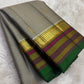 Silver Ash and Rani Pink Handwoven Lightweight Pure Silk Kancheepuram Saree: view 4