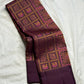Magenta and antique gold border on chocolate brown Kanjeevaram silk saree Idam Living