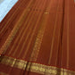 Olive and Rust Handwoven Pure Silk Kanchipuram Saree with Gold Zari Floral Border.