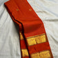 Burnt Orange Kancheepuram silk saree Rettapet border with horse zari motif