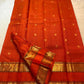 Burnt Orange Kancheepuram saree pallu with peacock and horse zari motifs