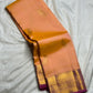 Orchid purple zari border on peach Kanjeevaram silk saree – Idam Living