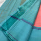 Blush Rose and Aqua Blue Kanchipuram Silk Saree – Pastel Drape View