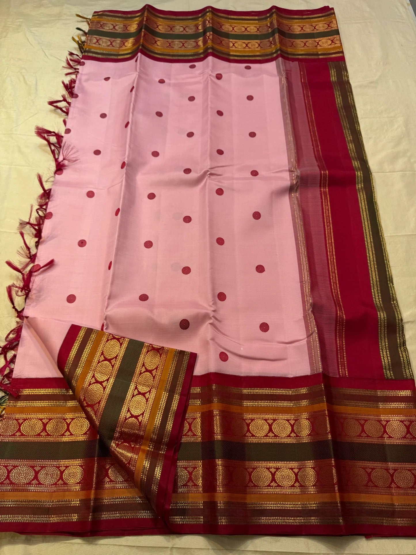 Petal Pink and Orchid Pink Kanchipuram Silk Saree – Varisaipet Border Detail