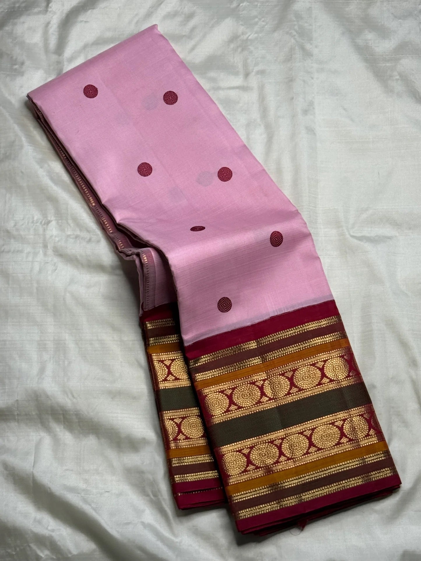 Petal Pink and Orchid Pink Kanchipuram Silk Saree – Border Detail