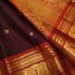 Paaku Brown and Vermillion Red Kanchipuram Silk Saree – Sorgavaasal Yaanai Motif Detail