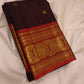 Paaku Brown and Vermillion Red Kanchipuram Silk Saree – Traditional Zari Weaving