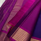 Purple and Magenta Handwoven Pure Silk Kanchipuram Saree with Chevron Zari Border.