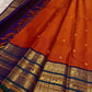 Burnt Rust and Violet Kanchipuram Silk Saree – Rich Zari Border Closeup