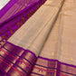 Sandal Taupe and Royal Violet Kanchipuram Silk Saree – Rich Zari Border Closeup