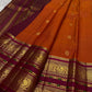 Burnt Terracotta and Jamun Purple Kanchipuram Silk Saree – Rich Zari Border Closeup