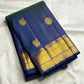 Peacock Blue Handwoven Pure Silk Kanchi Pattu Saree with Vairaoosi Gold Zari Peacock Motifs