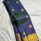 Peacock Blue Handwoven Pure Silk Kanchi Pattu Saree with Vairaoosi Gold Zari Peacock Motifs