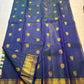 Peacock Blue Handwoven Pure Silk Kanchi Pattu Saree with Vairaoosi Gold Zari Peacock Motifs