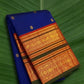 Royal Cobalt Blue and Antique Gold Handwoven Pure Silk Kanchipuram Saree with Traditional Zari Korvai Border