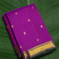 Royal orchid purple Pure Kanchipuram silk saree with emerald green zari border and seer pallu, available in the USA
