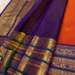 Burnt Rust and Violet Handwoven Korvai Kanchipuram Silk Saree