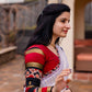 Small batch red and black Indian designer blouse with kalamkari and ajrakh sleeve detailing