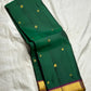 Seer pallu detail on emerald green Kanjeevaram silk saree – Idam Living