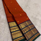Burnt Rust and Violet Kanchipuram Silk Saree – Silk Mark Certified