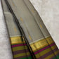 Silver Ash and Rani Pink Handwoven Lightweight Pure Silk Kancheepuram Saree: view 2