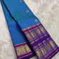 Royal Azure Blue and Orchid Purple Kanchipuram Silk Saree – Sorgavaasal Yaanai Border Detail