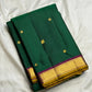Traditional zari detail on deep emerald Kanchi pure silk saree – Idam Living