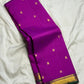Handwoven Kanjivaram silk saree in royal orchid purple with floral buttas and emerald green border, shipped from New Jersey USA