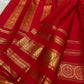 Vermillion Red and Antique Gold Handwoven Pure Silk Kanchipuram Saree with Varisaipet Border